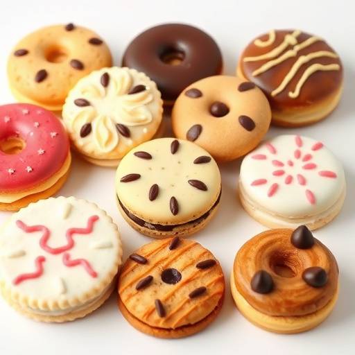 Diferentes tipos de galletas (cookies) representadas visualmente