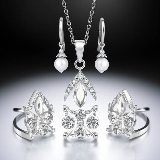 Juego de aretes y collar de plata con incrustaciones de piedras preciosas