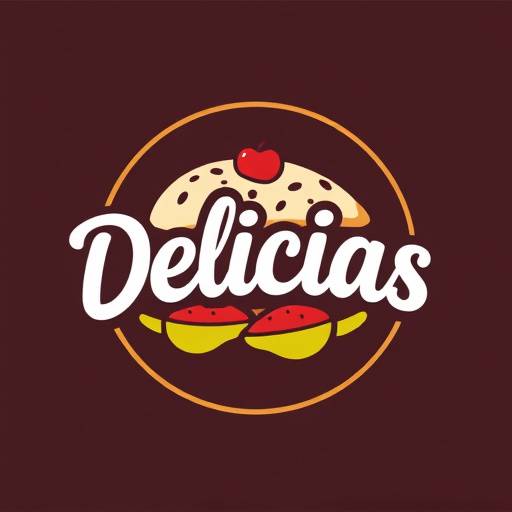 Logotipo de Delicias Colombianas: Una arepa rellena estilizada.